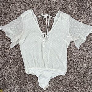 Abercrombie & Fitch White Textured Blouse